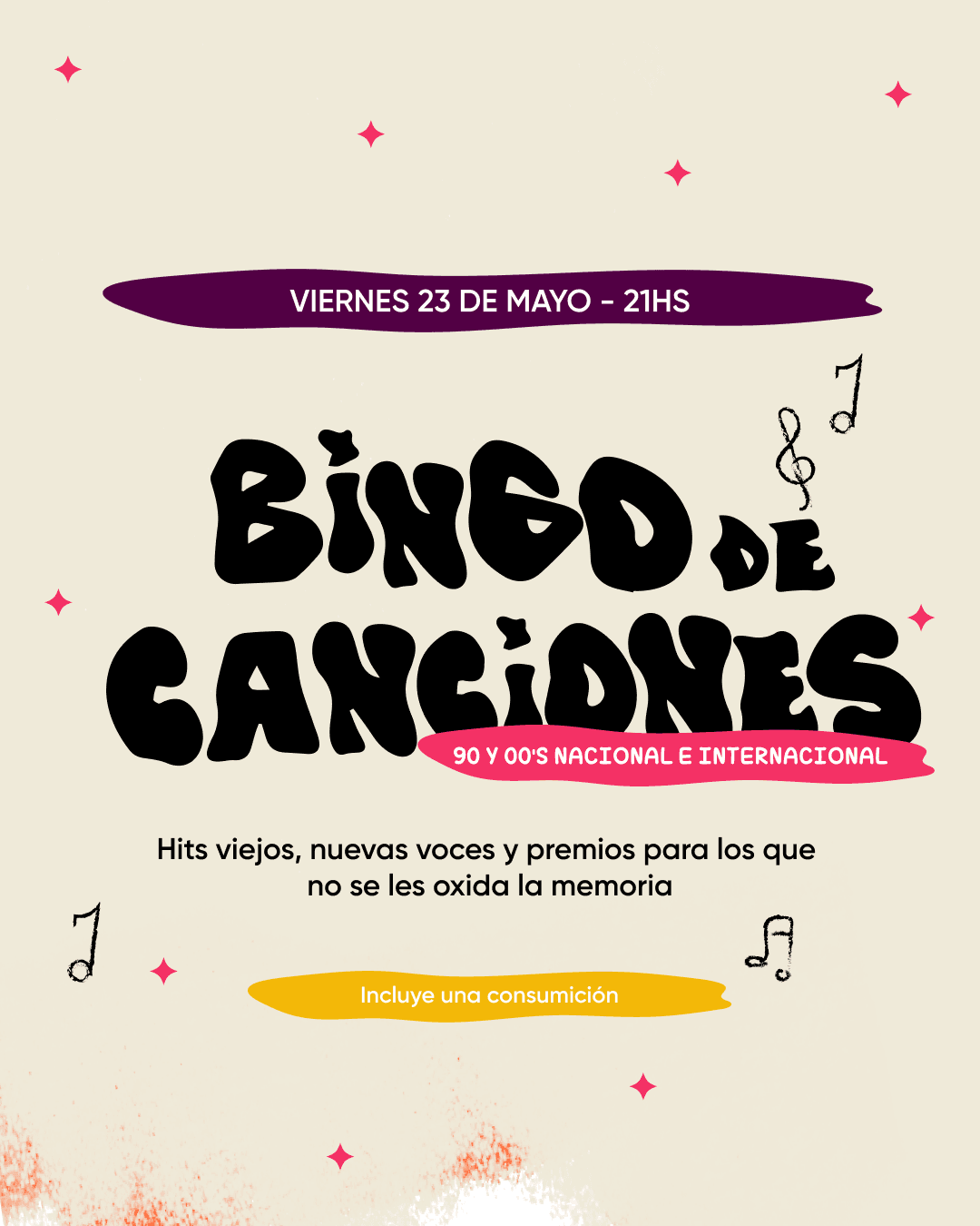 Bingo de canciones 90 y 00’s
