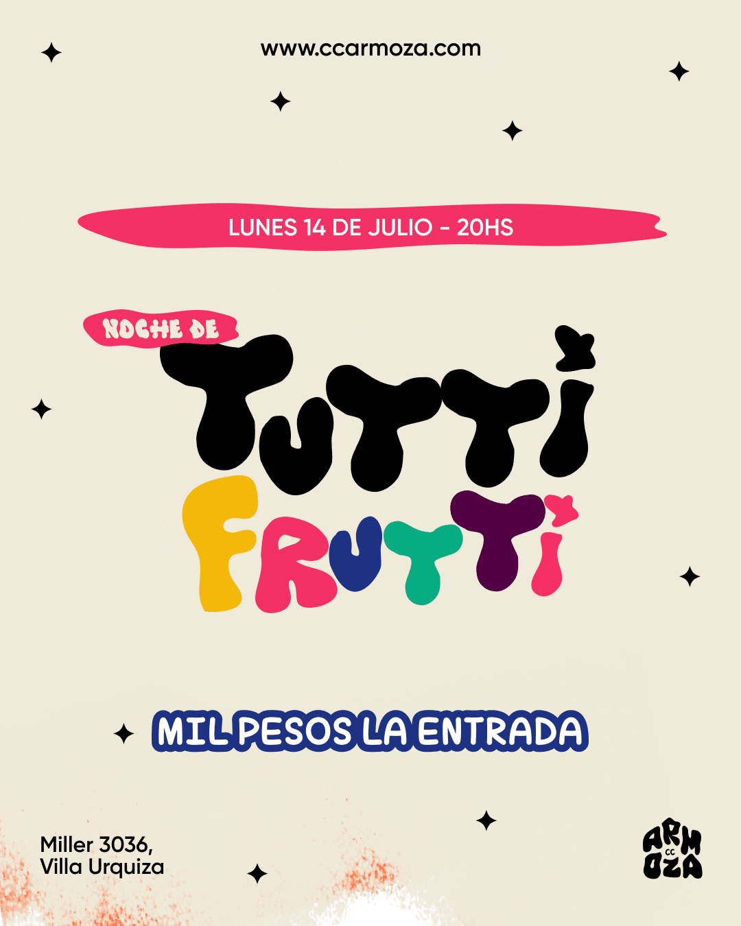 Noche de Tutti frutti: A mil pesos la entrada!