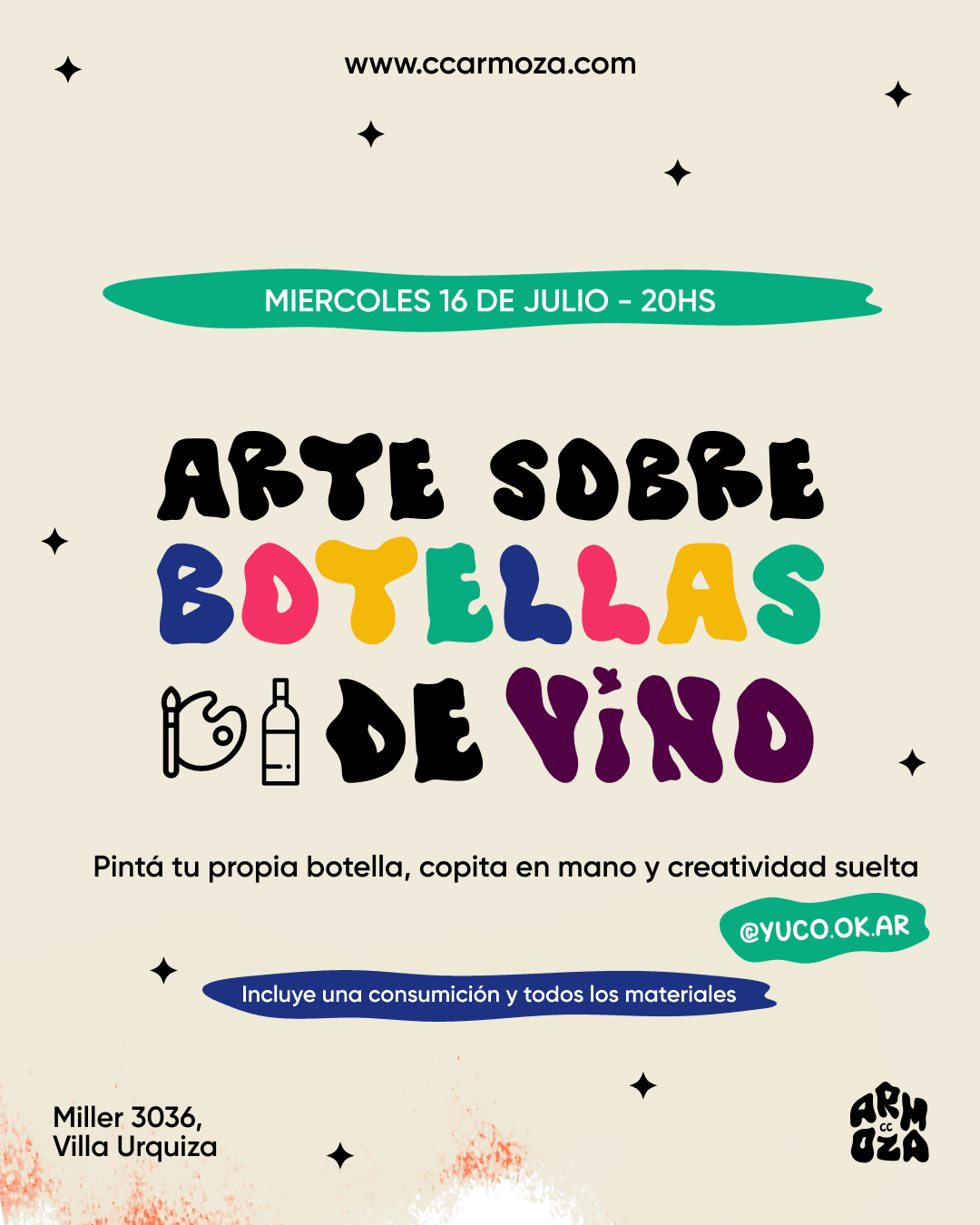Arte sobre botellas de vino