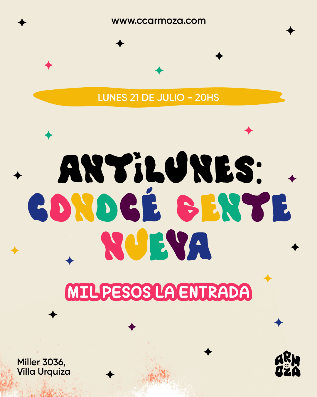 Antilunes: conocé gente nueva! MIL pesos la entrada