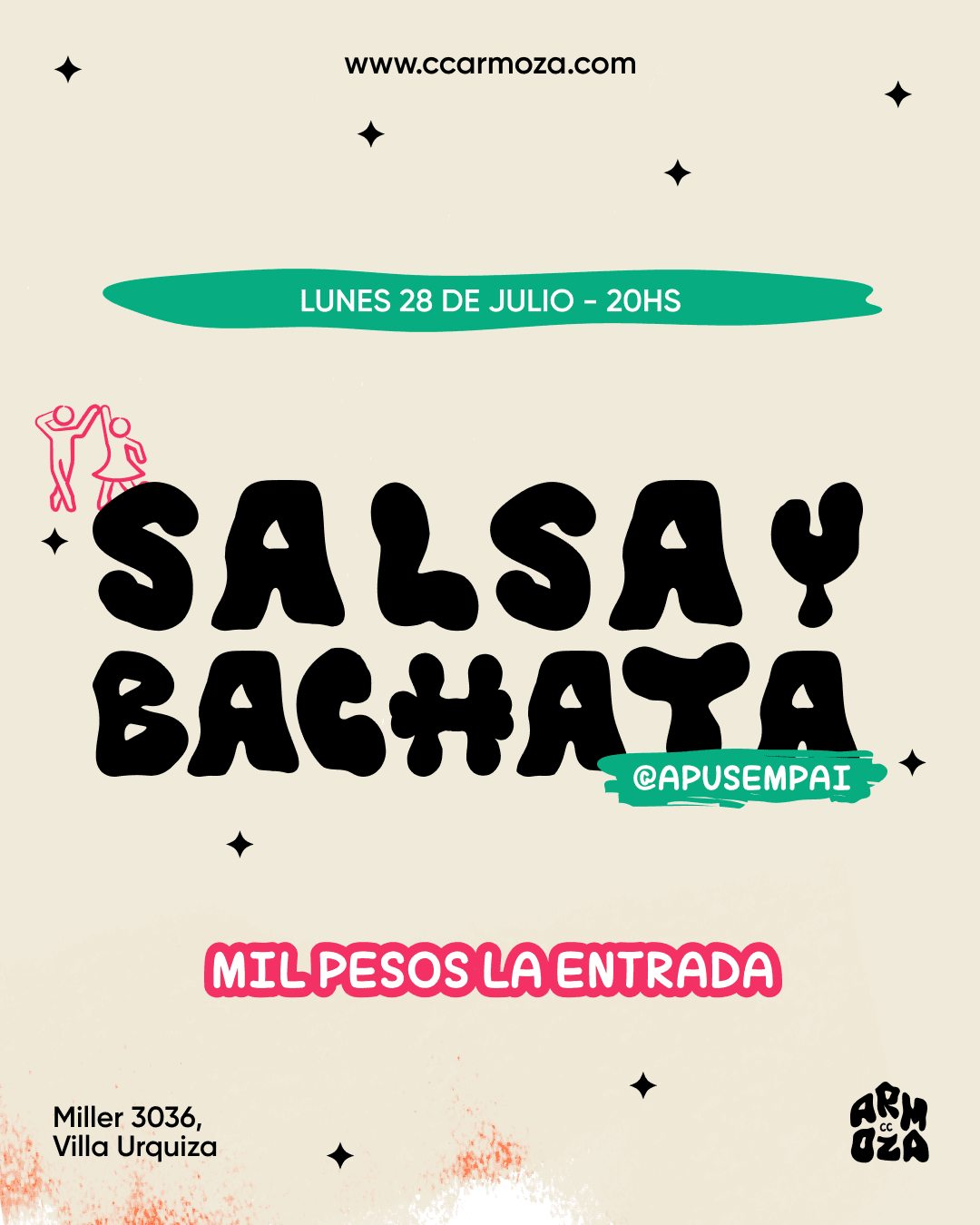 Salsa y Bachata, con entrada a MIL PESOS!