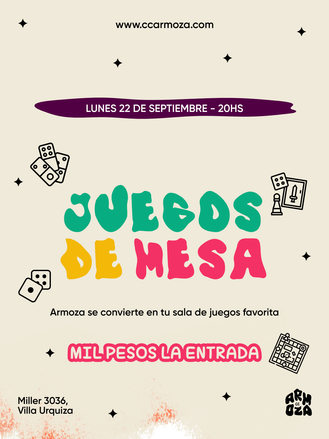 Juegos de Mesa a MIL PESOS LA ENTRADA!