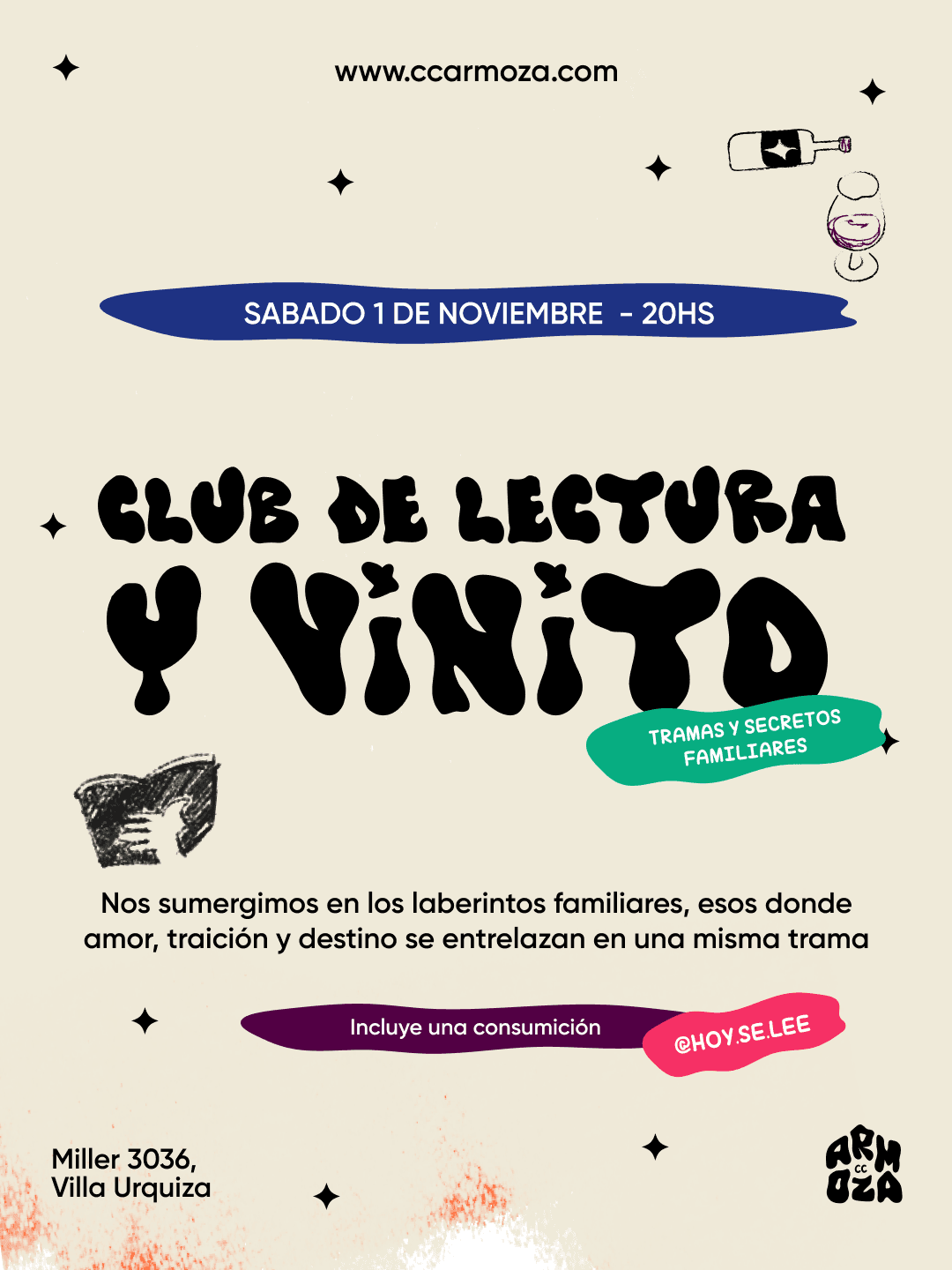 Club de lectura y vinito: tramas y secretos familiares