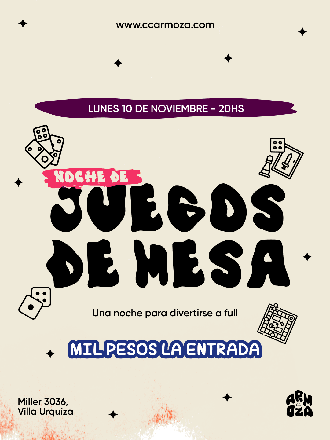 Juegos de Mesa a MIL PESOS LA ENTRADA!