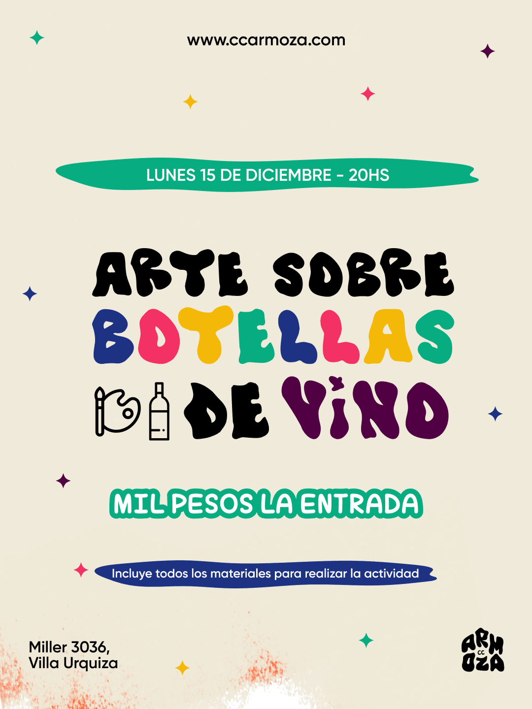 Arte sobre botellas de vino