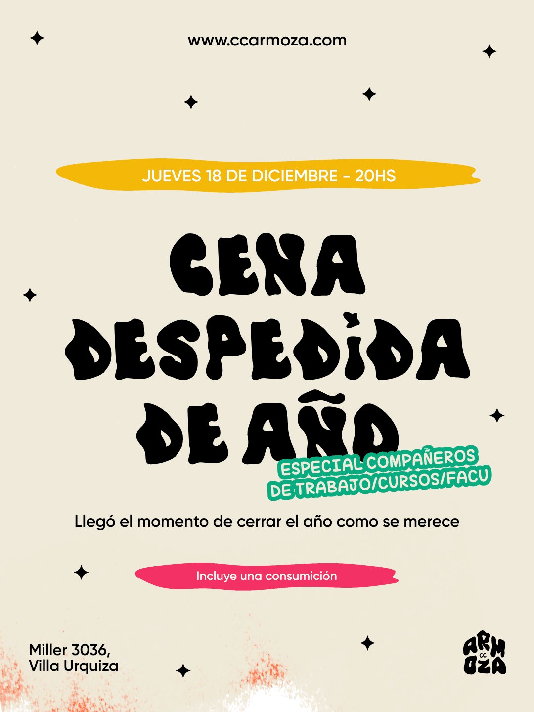 Cena despedida del año: Especial Trabajo/Cursos/Facu